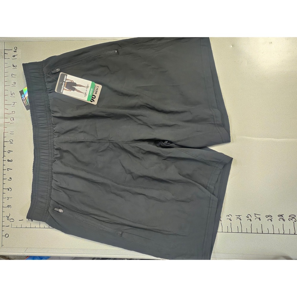 90 Degree by Reflex Mens Cooldown Shorts Black Large Secure Zip Pocket NEW